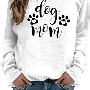 NWOT Morchoy Dog Mom White Quarter-Zip Pullover L 🐾💕